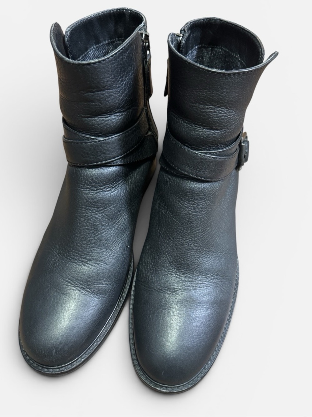 AQUATALIA Bree Black Buckle Waterproof Moto Bootie Sz. 8 - Picture 3 of 10